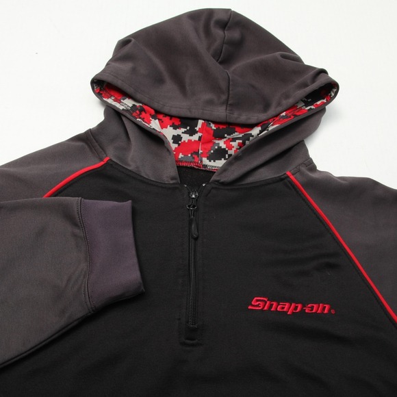 Other - Snap On Hoodie Pullover Mens XL Black Gray Red Quarter Zip Kangaroo Pocket Work